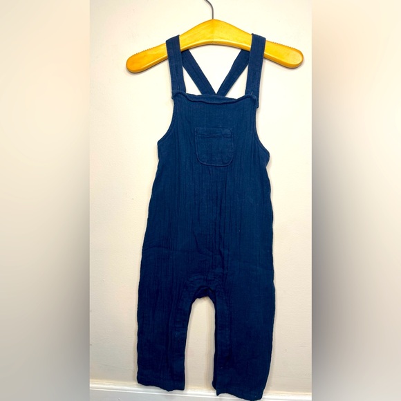 Baby Gap | Navy Blue Long Pant Muslin Baby Overalls | Size 12-18 Months - Picture 1 of 9